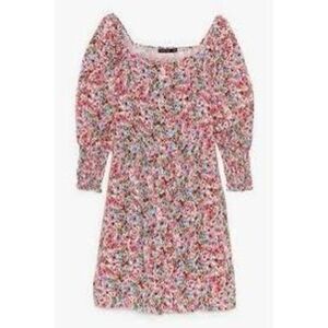 Nasty Gal Size 2 Puff Sleeve Mini Dress Vintage Floral Print Grannycore Spring